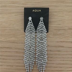 Aqua Sparkling Silver Chandelier Earrings